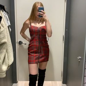 Red Plaid Bodycon Dress